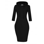 MISSKY Women Stripe Pocket Knee Length Slim Sweatshirt Casual Pullover Hoodie Dress - sukienki - $18.85  ~ 16.19€