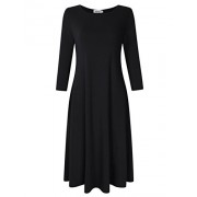 MISSKY Womens Pullover 3/4 Long Sleeve and Short Sleeve Pocket Loose Midi Casual Dresses for Women - 连衣裙 - $16.88  ~ ¥113.10