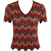 MISSONI c.1970s Multicolor Wool Tshirt - T-shirts - 