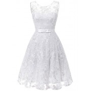 MUADRESS Women Wedding Party Dress Sleeveless Lace Embroidery - sukienki - $62.99  ~ 54.10€