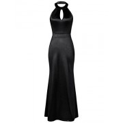MUXXN Women's Vintage 1950s Halter Neck Backless Formal Cocktail Long Dress - Dresses - $69.99 