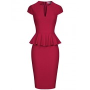 MUXXN Women's Vintage Style Cap Sleeve Peplum Waist Work Pencil Dress - sukienki - $59.99  ~ 51.52€