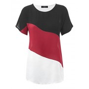 Made By Johnny MBJ Womens Short Sleeve Color Block Blouse Tunic Tee Shirts - Camisas - $19.93  ~ 17.12€