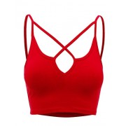 Made By Johnny WIL1563 Womens Solid X-Caged Bralette Crop Top - Bielizna - $15.64  ~ 13.43€