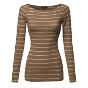 Made by Emma MBE Women Junior Basic Casual Long Sleeves Stripe Boat Neck Tee Top - Košulje - kratke - $6.97  ~ 44,28kn