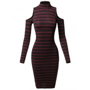 Made by Emma MBE Women's Casual Striped Long Sleeve Mock Neck Midi Dress - Vestidos - $11.99  ~ 10.30€