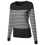 Made by Emma MBE Women's Round Neck Striped Pullover Long Sleeve Top - Košulje - kratke - $12.75  ~ 81,00kn