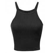 Made by Emma Women's Basic Sleeveless High Neck Spaghetti Strap Ribbed Cropped Tank Top - Košulje - kratke - $6.97  ~ 44,28kn