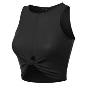 Made by Emma Women's Casual Basic Solid Front Knot Ties Ribbed Crop Tank Top - Shirts - $7.97 