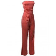 Made by Emma Women's Casual Tube Top Strapless Stretchable Long Wide Leg Jumpsuit - Pants - $11.97 