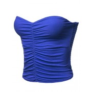 Made by Emma Women's Causal Cute Sexy Solid Front Ruched Back Smocking Tube Top - Camicie (corte) - $7.97  ~ 6.85€