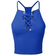 Made by Emma Women's Eyelet Lace Up Racer-Back Adjustable Strap Cami Tank Top - Košulje - kratke - $7.99  ~ 50,76kn