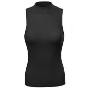 Made by Emma Women's Solid Stretch Ribbed Sleeveless Mock Turtle Neck Knit Top - Košulje - kratke - $7.97  ~ 50,63kn