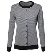 Made by Emma Women's Thin Stripe Button Down Round Neck Long Sleeves Viscose Nylon Cardigan - Košulje - kratke - $10.99  ~ 69,81kn