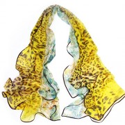 Maikun Scarf Spliced Leopard and Flower Print Scarf Shawl Oblong Yellow - Szaliki - $0.99  ~ 0.85€
