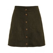 MakeMeChic Women's Casual Faux Suede Button Front A Line Mini Skirt - Skirts - $15.99 