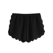 MakeMeChic Women's Solid Elastic Waist Scalloped Casual Fitted Shorts - Shorts - $19.99 