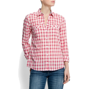 Mango Women's Check Print Shirt Coral - Košulje - kratke - $24.99  ~ 158,75kn