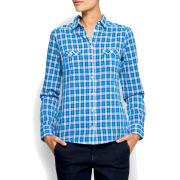 Mango Women's Check Print Shirt Indigo - Košulje - kratke - $24.99  ~ 158,75kn