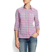 Mango Women's Check Print Shirt White - Košulje - kratke - $24.99  ~ 158,75kn