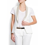 Mango Women's Contrasted Lapel Waistcoat Off-White - Chaquetas - $89.99  ~ 77.29€