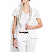 Mango Women's Contrasted Lapel Waistcoat Off-White - Jacket - coats - $89.99 