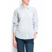 Mango Women's Cotton Shirt Cerulean - Košulje - kratke - $34.99  ~ 222,28kn