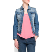 Mango Women's Distressed Effect Denim Jacket Medium Denim - Jacket - coats - $79.99 