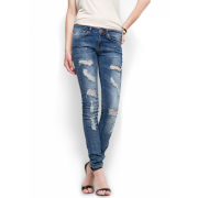Mango Women's Distressed Super Slim Jeans Medium Denim - Jeans - $54.99 