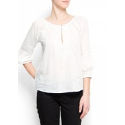 Mango Women's Embroidered Cotton Blouson White - Košulje - kratke - $49.99  ~ 317,57kn