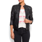 Mango Women's Leather Jacket Black - Jacket - coats - $169.99 