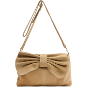 Mango Women's Leather Messenger Bow Handbag Beige - Poštarske torbe - $89.99  ~ 77.29€