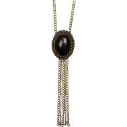 Mango Women's Long Oval Stone Necklace Black - Necklaces - $24.99 