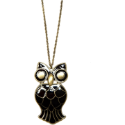 Mango Women's Owl Necklace Black - Ogrlice - $19.99  ~ 17.17€
