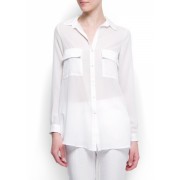 Mango Women's Patched Pockets Shirt Off-White - Košulje - kratke - $69.99  ~ 444,62kn