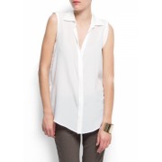 Mango Women's Silk Shirt Off-White - Košulje - kratke - $69.99  ~ 444,62kn