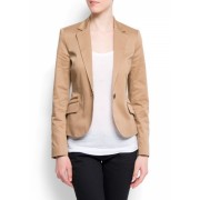 Mango Women's Slim-fit Cotton Blazer Beige - Jacket - coats - $69.99 