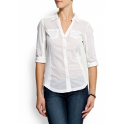 Mango Women's Slim-fit Shirt White - Košulje - kratke - $39.99  ~ 254,04kn