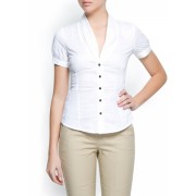 Mango Women's Slim-fit Short Sleeves Shirt White - Košulje - kratke - $21.99  ~ 139,69kn