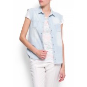 Mango Women's Washed Denim Shirt Bleach - Košulje - kratke - $49.99  ~ 317,57kn