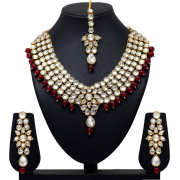 Maroon Color Kundan Necklace - 项链 - 