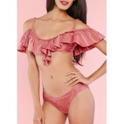 Mauve Ruffle Bandeau Bikini Top - Top - $12.99  ~ 11.16€