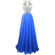 Meier Women's Rhinestone Sheer Top Open Back Pageant Prom Evening Dress - Dresses - $239.00 