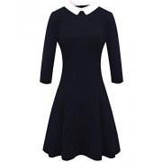 Melynnco Womens 3/4 Sleeve Casual Dress Wear to Work with Peter Pan Collar for Party - Obleke - $24.99  ~ 21.46€