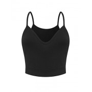 Melynnco Women's Basic Sexy Strappy Sleeveless Tank V Neck Cute Crop Top - Shirts - $9.99 