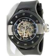 Men's S1 Automatic Skeletonized Silver Dial Black Polyurethane - Watches - $225.00 