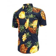 Men's Short Sleeve Pineapple Floral Print Summer Button Down Shirts - Shirts - $8.28 