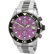 Men's Stainless Steel Pro Diver Quartz Chronograph Purple Dial Rotating Black Belzel - Watches - $139.09 