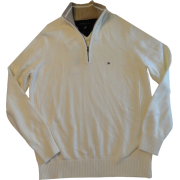 Men's Tommy Hilfiger Long Sleeve Pullover Sweater Ivory Size Small - Pullovers - $85.00 