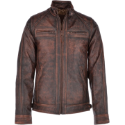 Men Distressed Brown Real Leather Jacket - Jacket - coats - $248.00 